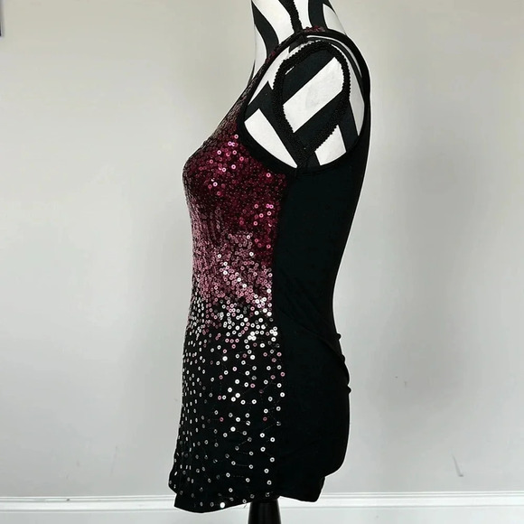 NWT Rue 21 Pink and Black Sequin Tank Sz SM - Picture 3 of 5